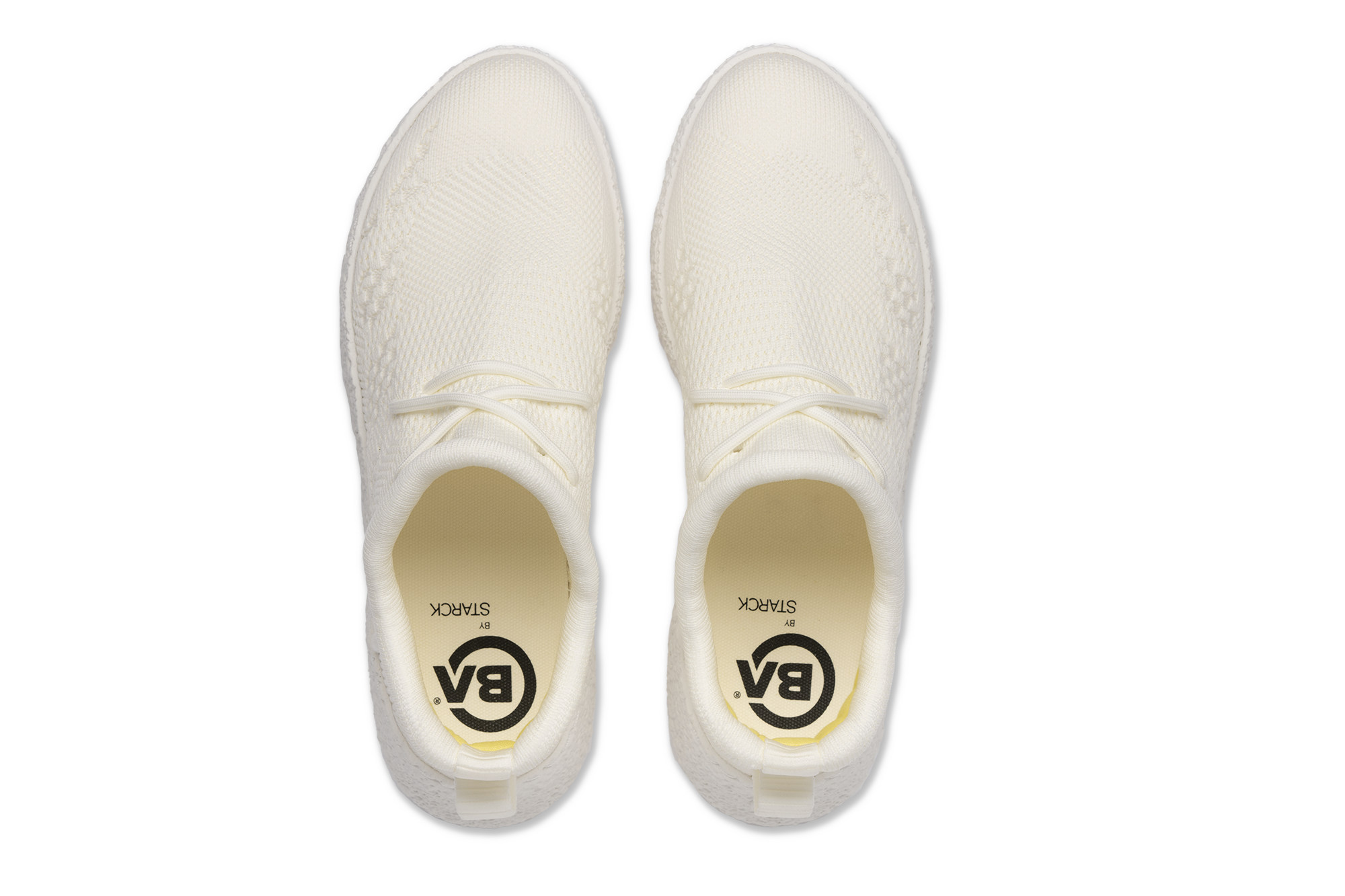 Full white Baliston Smart Shoe top view right and left